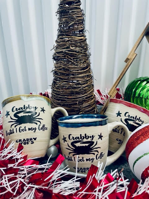 Crabby Until I Get My Coffee - Wood look Mugs