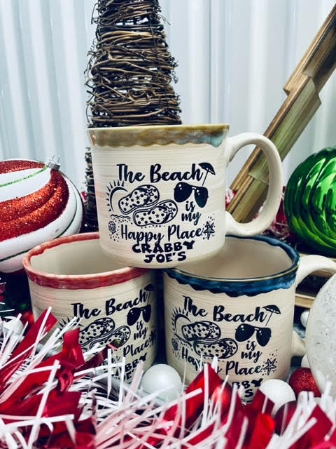 The Beach Is My Happy Place wood-look Coffee Mug